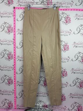 Zara faux leather pants Straight-Leg Tan Dress Pants